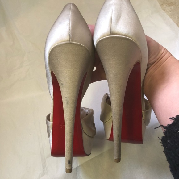 💯 Christian Louboutin Volpi 150 Satin Pearl - Picture 6 of 8